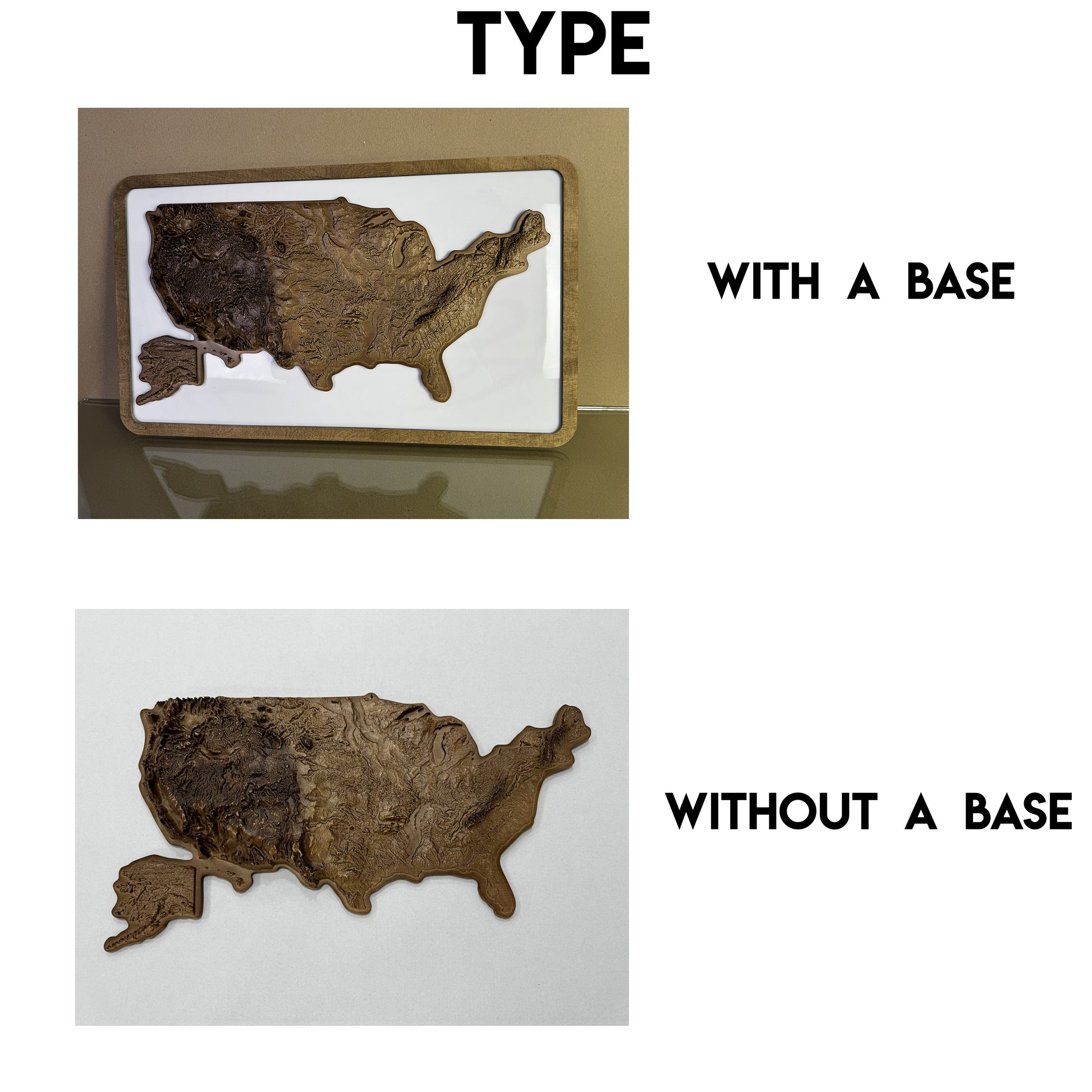 Mapa USA 3D kolor White, drewniana mapa podróżna, mapa topograficzna, mapa reliefowa
