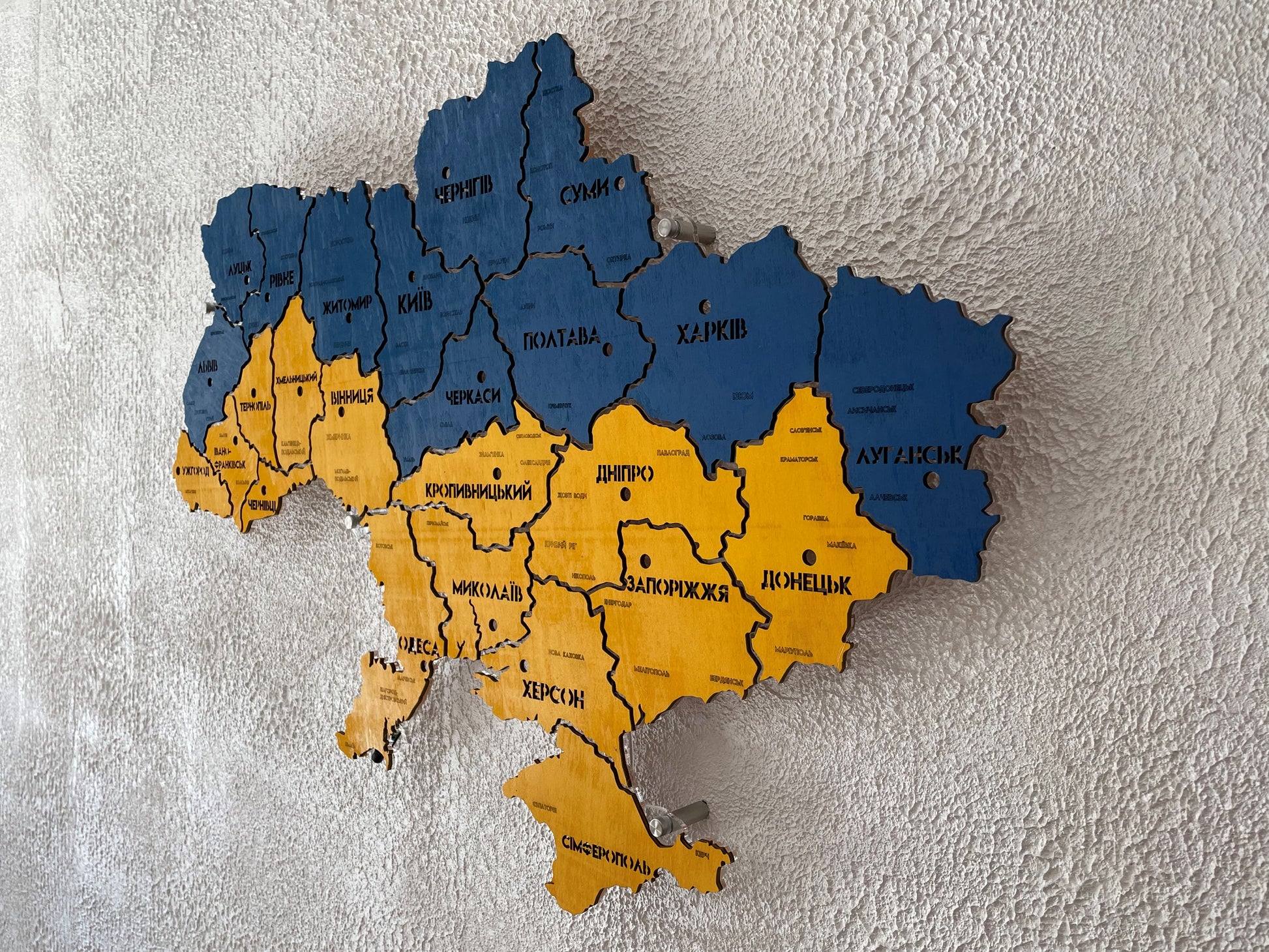 Mapa Ukrainy LED na szkle akrylowym z podświetleniem między regionami kolor Flag 1