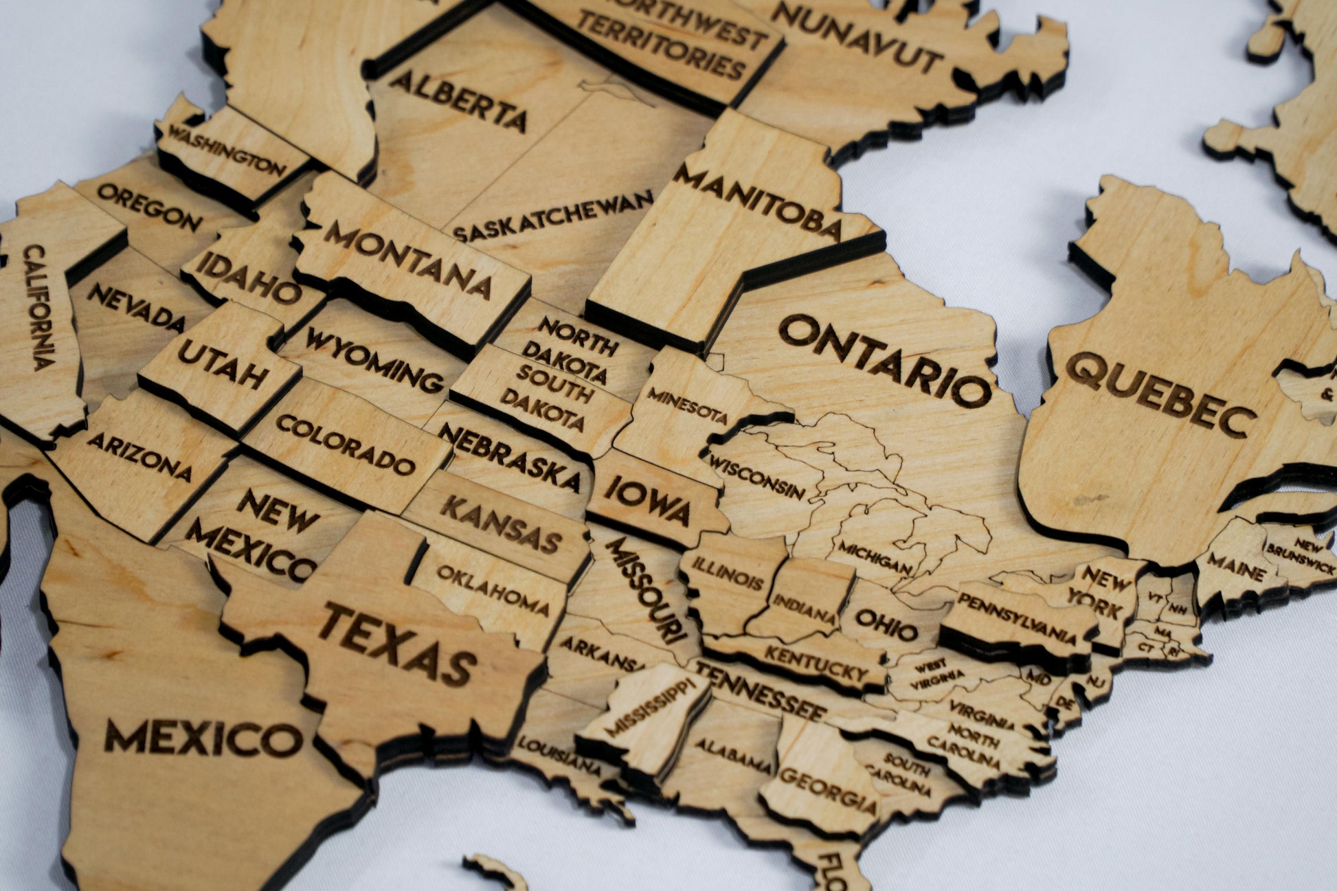 Drewniana wielowarstwowa mapa swiata 3D kolor Natural
