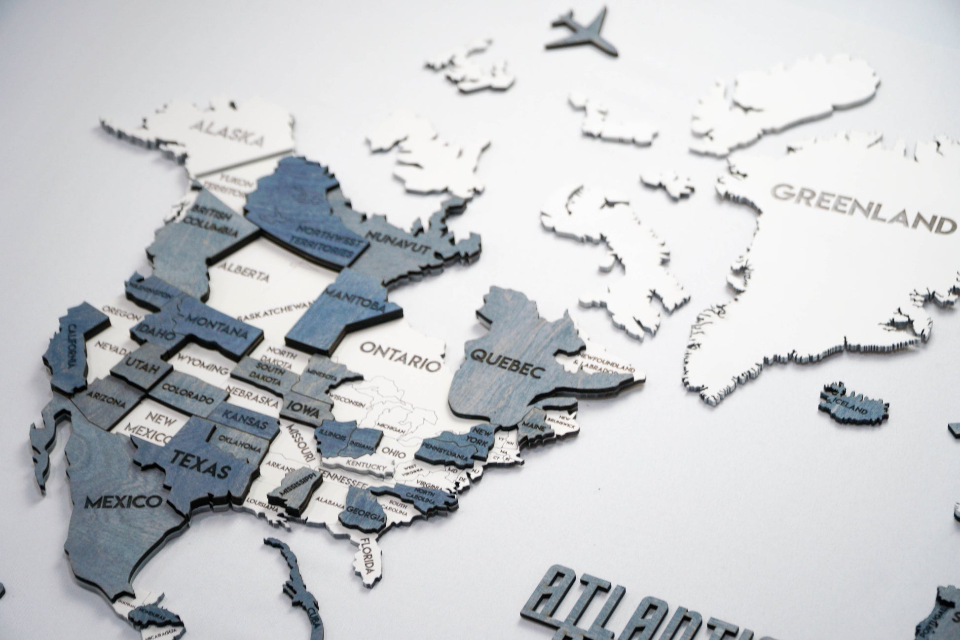 Drewniana wielowarstwowa mapa swiata 3D kolor Arctica