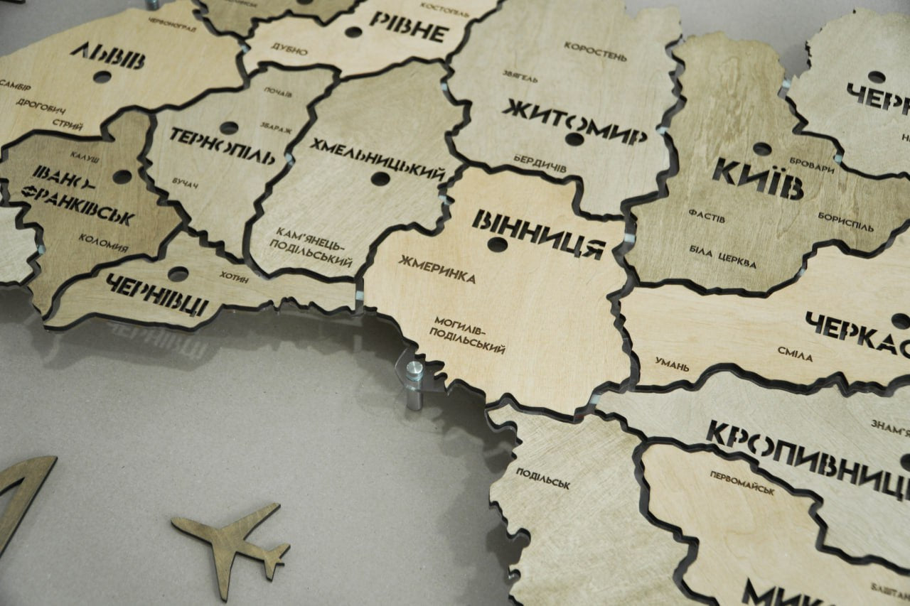 Mapa Ukrainy LED na szkle akrylowym z podświetleniem między regionami kolor Light Tree