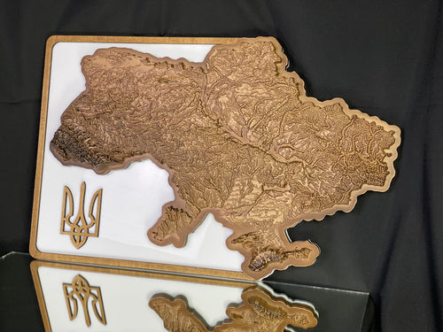 Mapa Ukrainy 3D kolor Nut, drewniana mapa podróżna, mapa topograficzna, mapa reliefowa