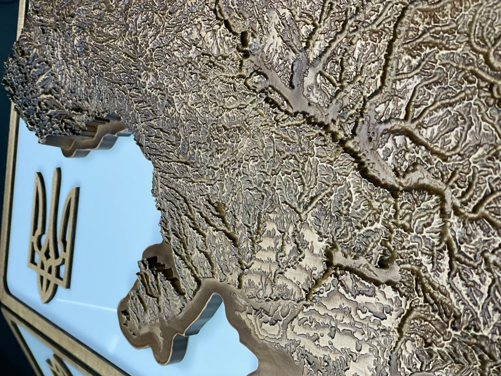 Drewniana topograficzna mapa Ukrainy 3D, mapa podróżna