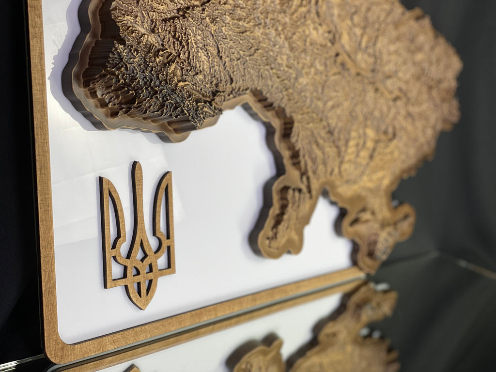Drewniana topograficzna mapa Ukrainy 3D, mapa podróżna