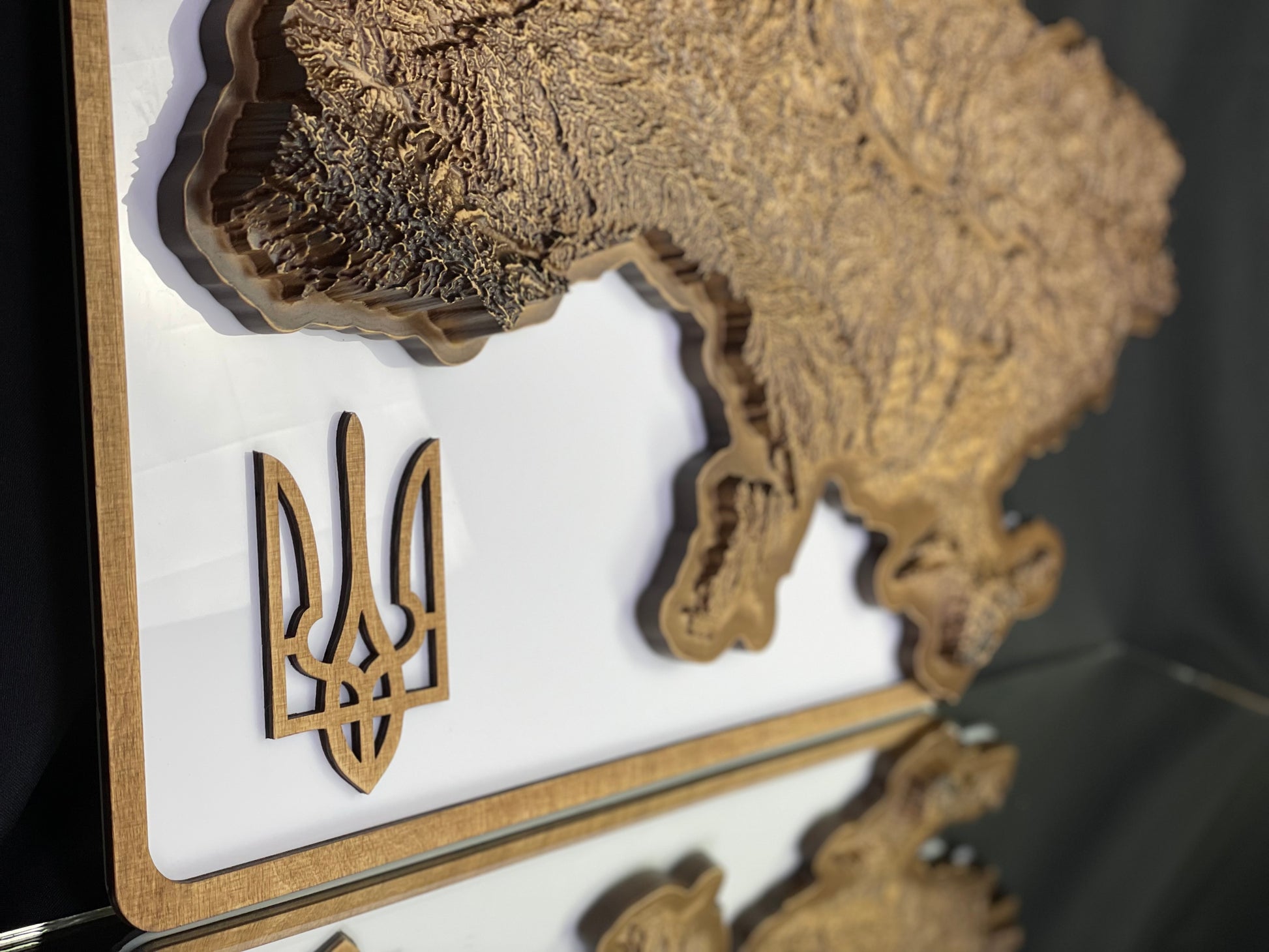 Drewniana topograficzna mapa Ukrainy 3D, mapa podróżna