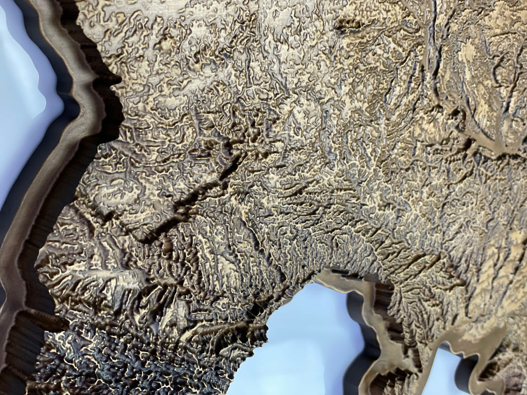 Drewniana topograficzna mapa Ukrainy 3D, mapa podróżna