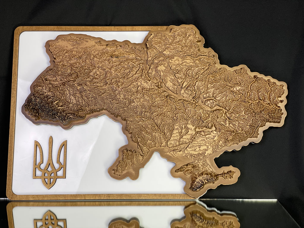 Drewniana topograficzna mapa Ukrainy 3D, mapa podróżna