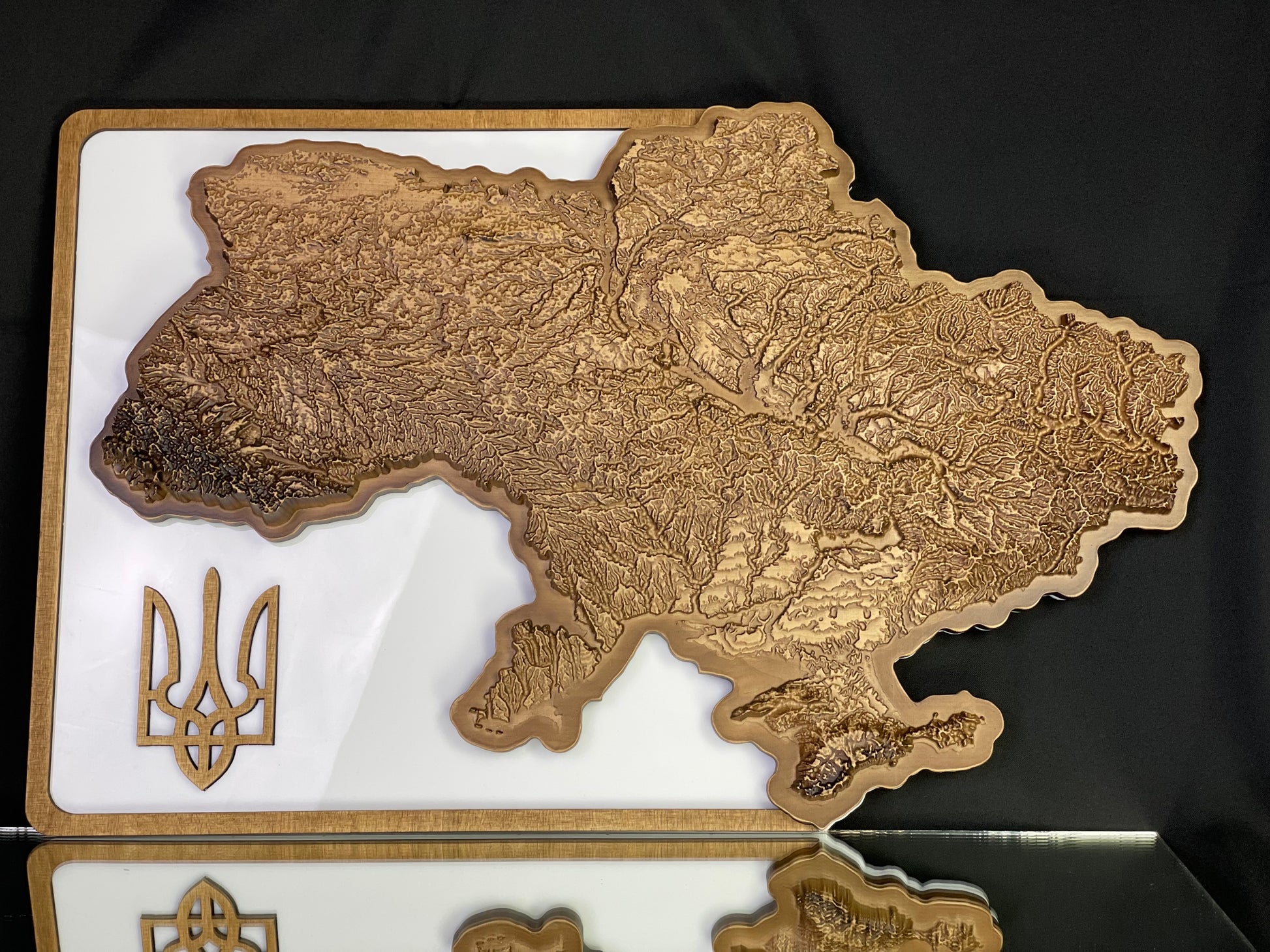 Drewniana topograficzna mapa Ukrainy 3D, mapa podróżna
