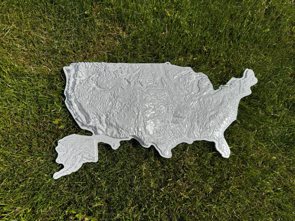 Mapa USA 3D kolor White, drewniana mapa podróżna, mapa topograficzna, mapa reliefowa