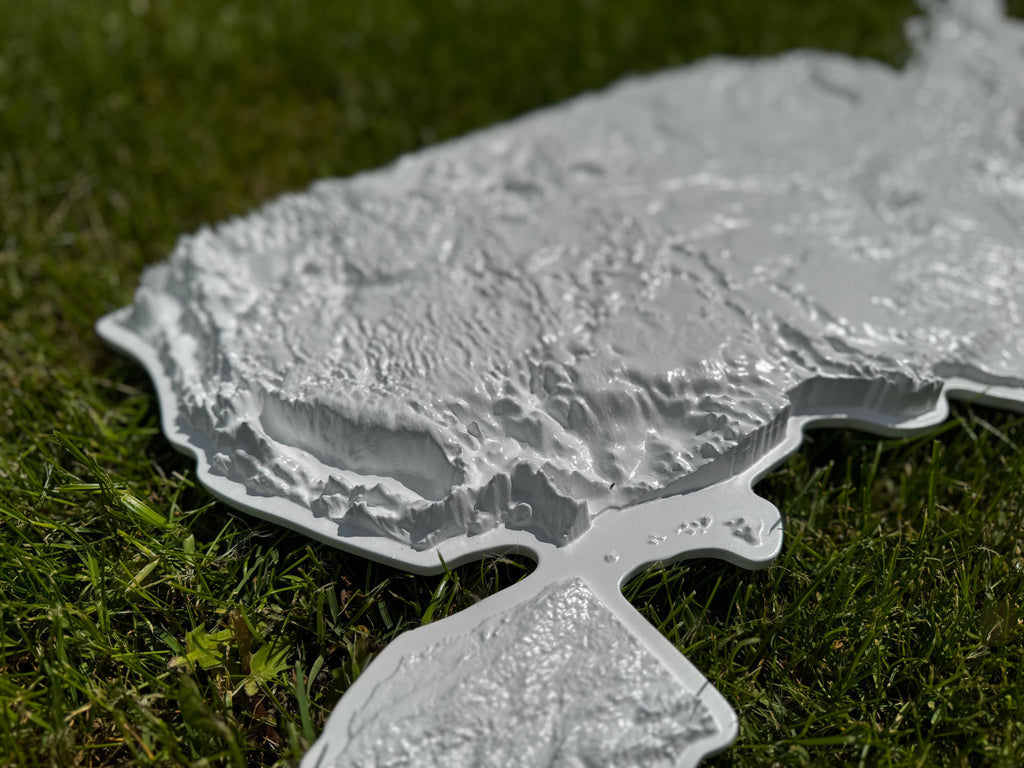 Mapa USA 3D kolor White, drewniana mapa podróżna, mapa topograficzna, mapa reliefowa
