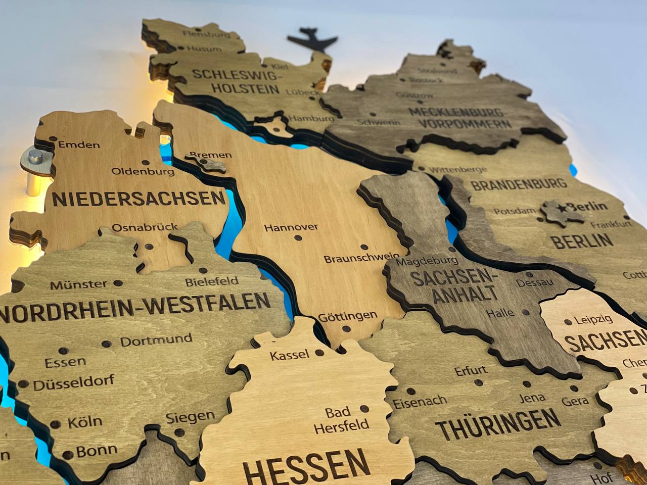 Akrylowa mapa Niemiec z rzekami kolor Elis