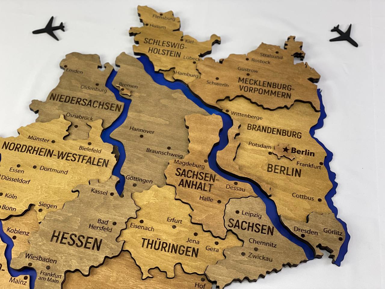 Mapa Niemiec z rzekami kolor Dark Nut