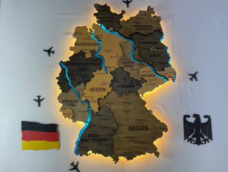 Akrylowa mapa Niemiec z rzekami kolor Brute