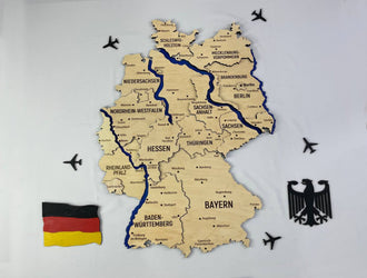Mapa Niemiec z rzekami kolor Natural