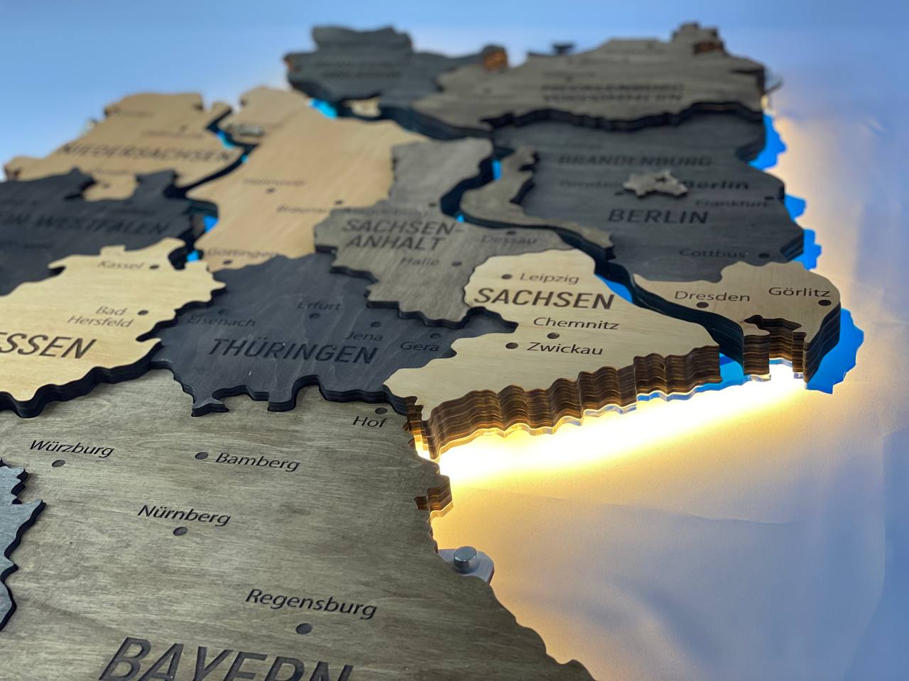 Akrylowa mapa Niemiec z rzekami kolor Brute