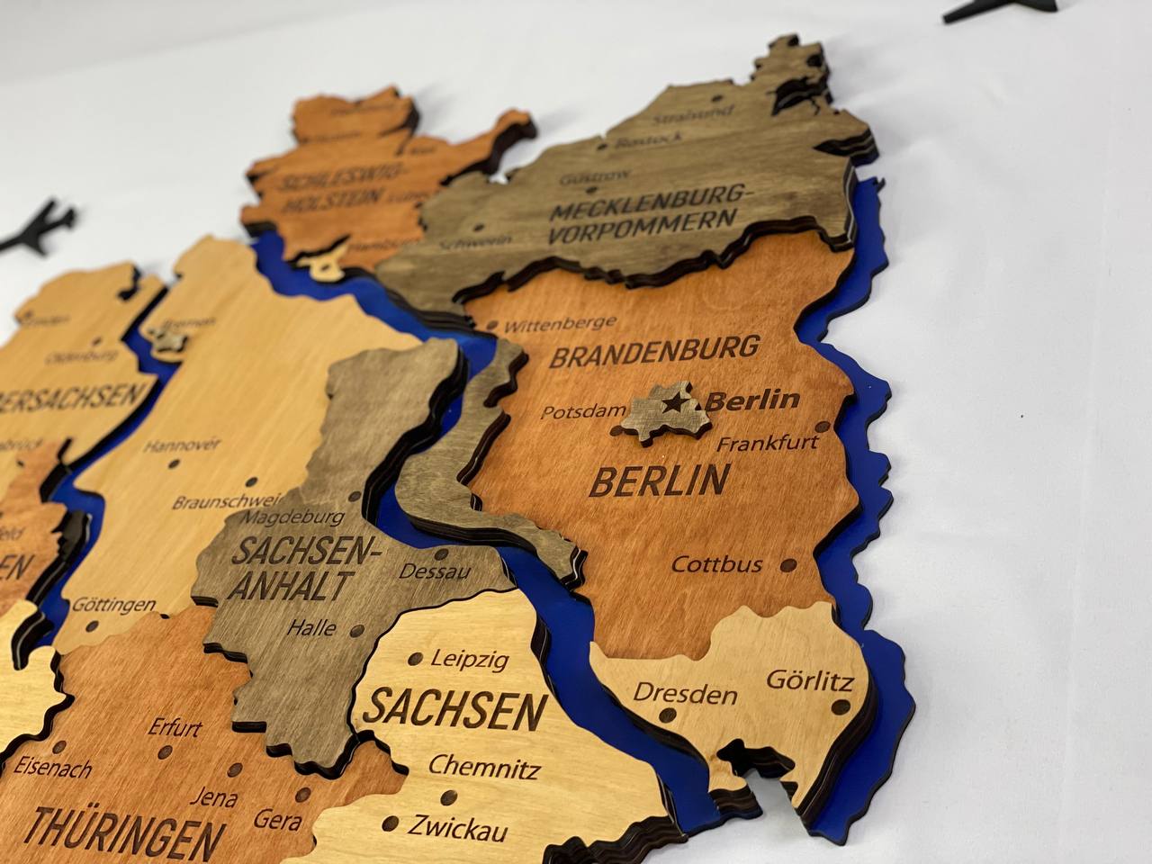 Mapa Niemiec z rzekami kolor Warm