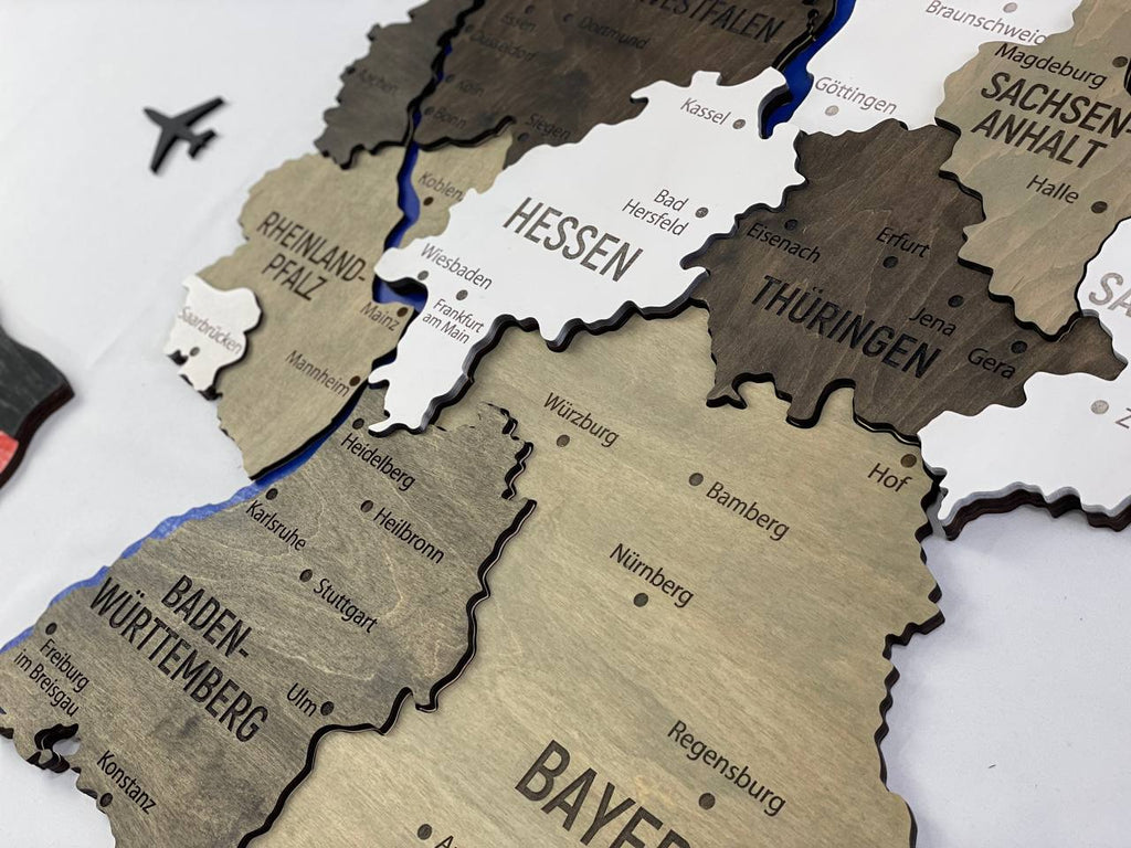 Mapa Niemiec z rzekami kolor Czarno-biały