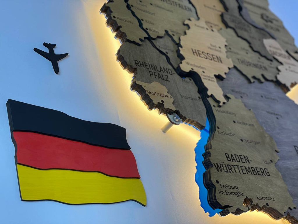 Akrylowa mapa Niemiec z rzekami kolor Elis