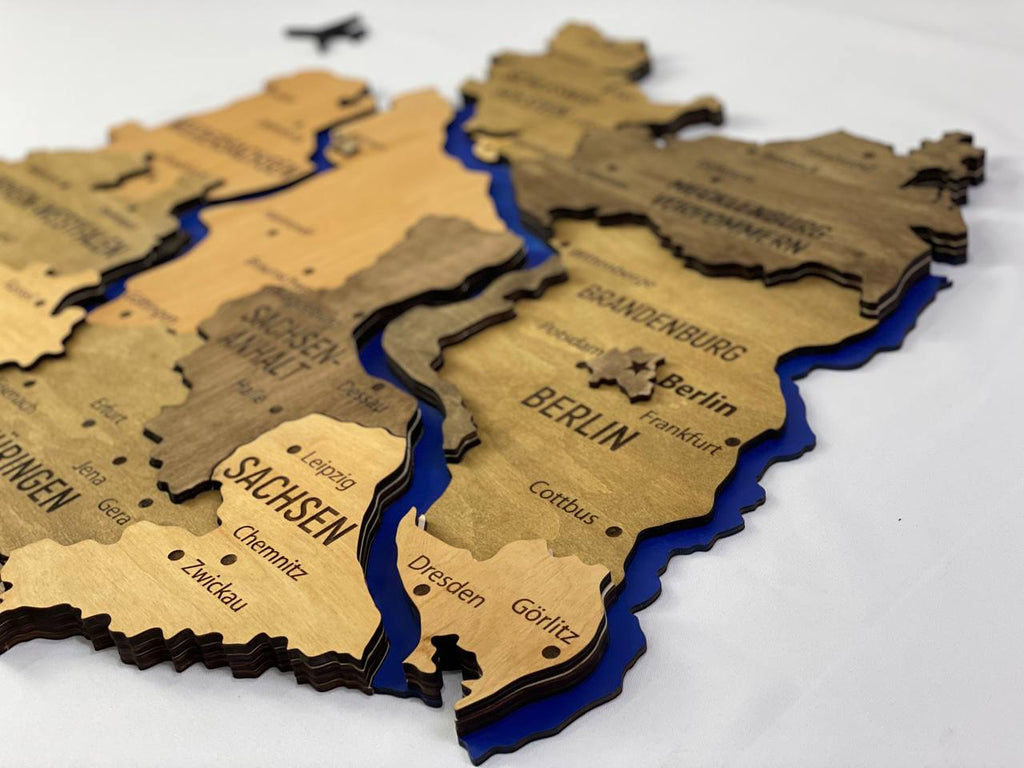 Mapa Niemiec z rzekami kolor Elis