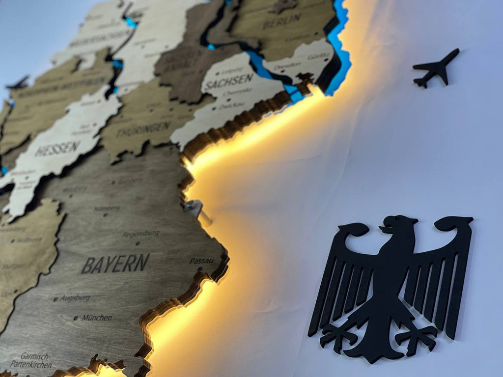 Akrylowa mapa Niemiec z rzekami kolor Wonder