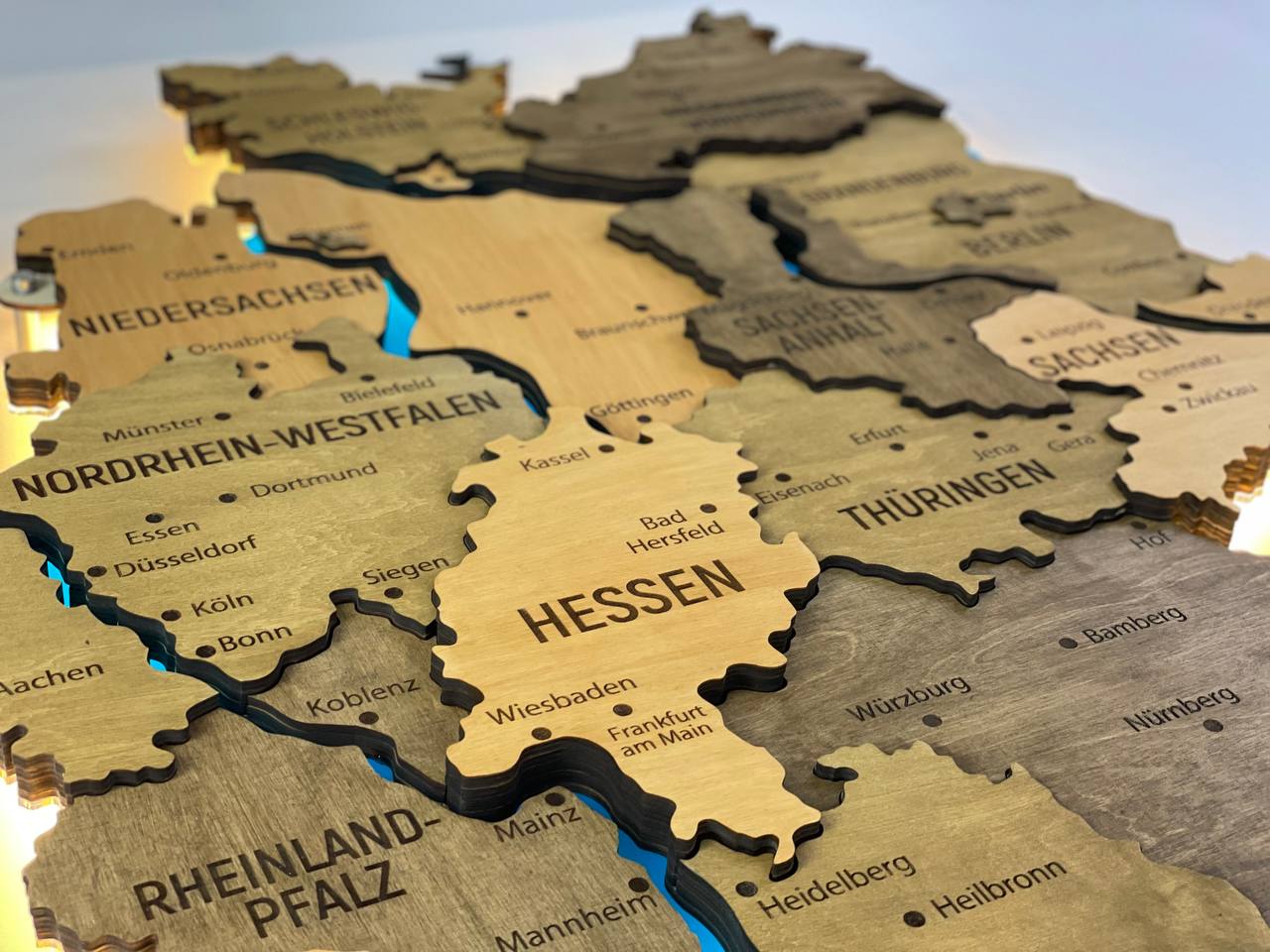 Akrylowa mapa Niemiec z rzekami kolor Elis