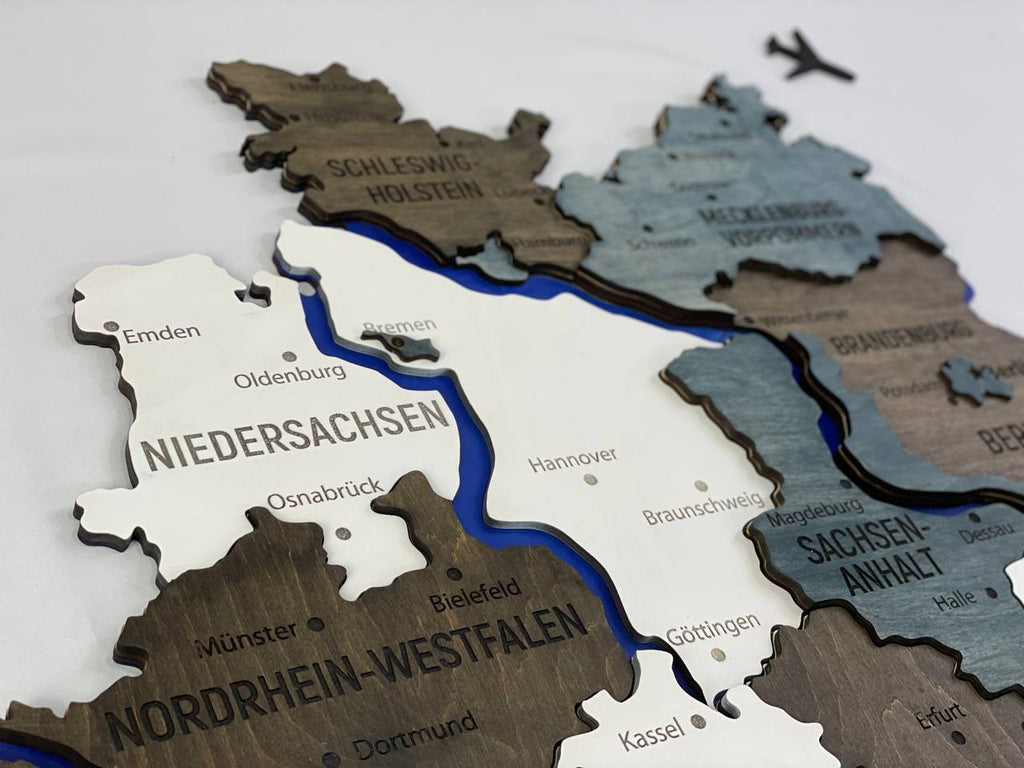 Mapa Niemiec z rzekami kolor Loft