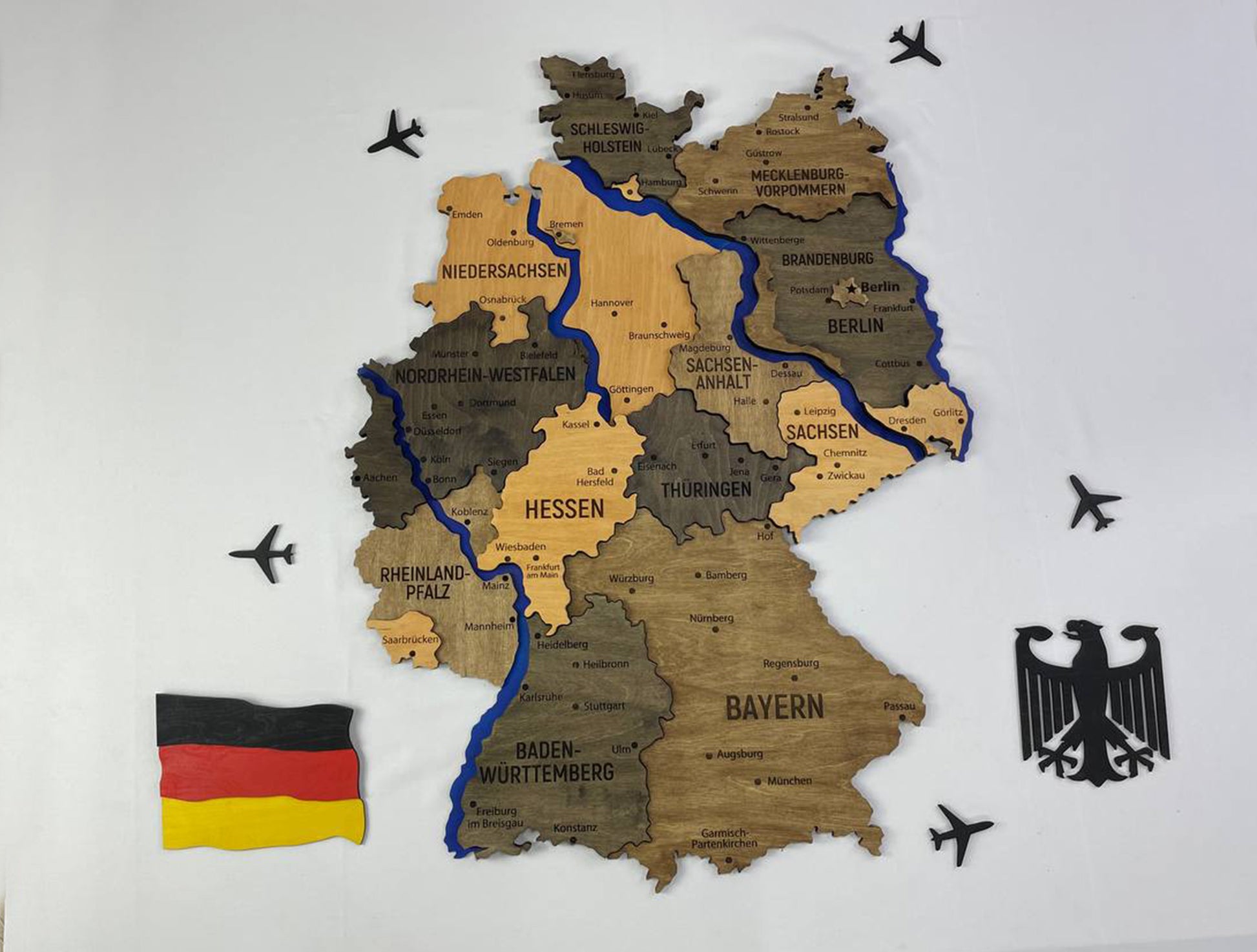 Mapa Niemiec z rzekami kolor Brute