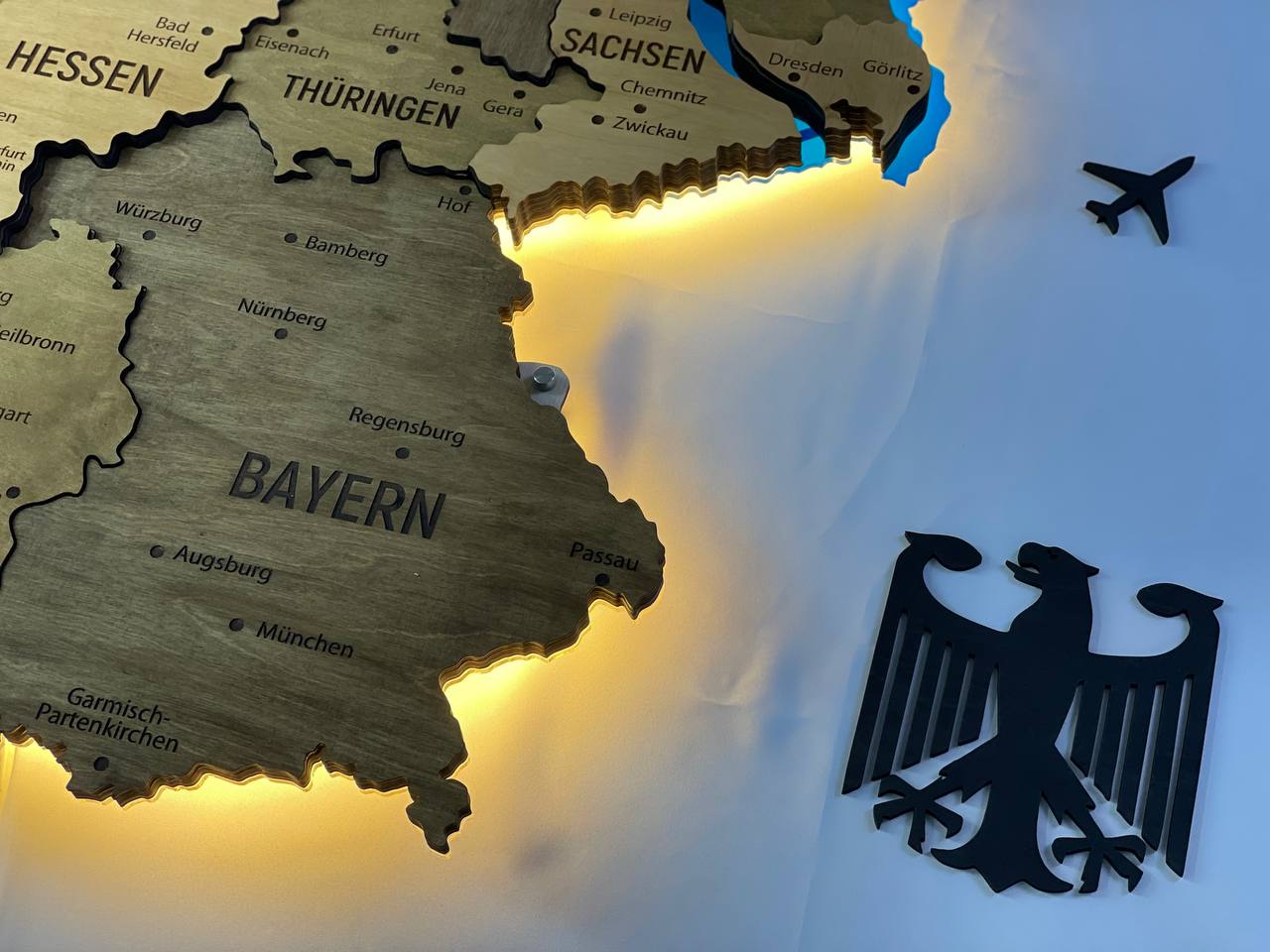 Akrylowa mapa Niemiec z rzekami kolor Elis