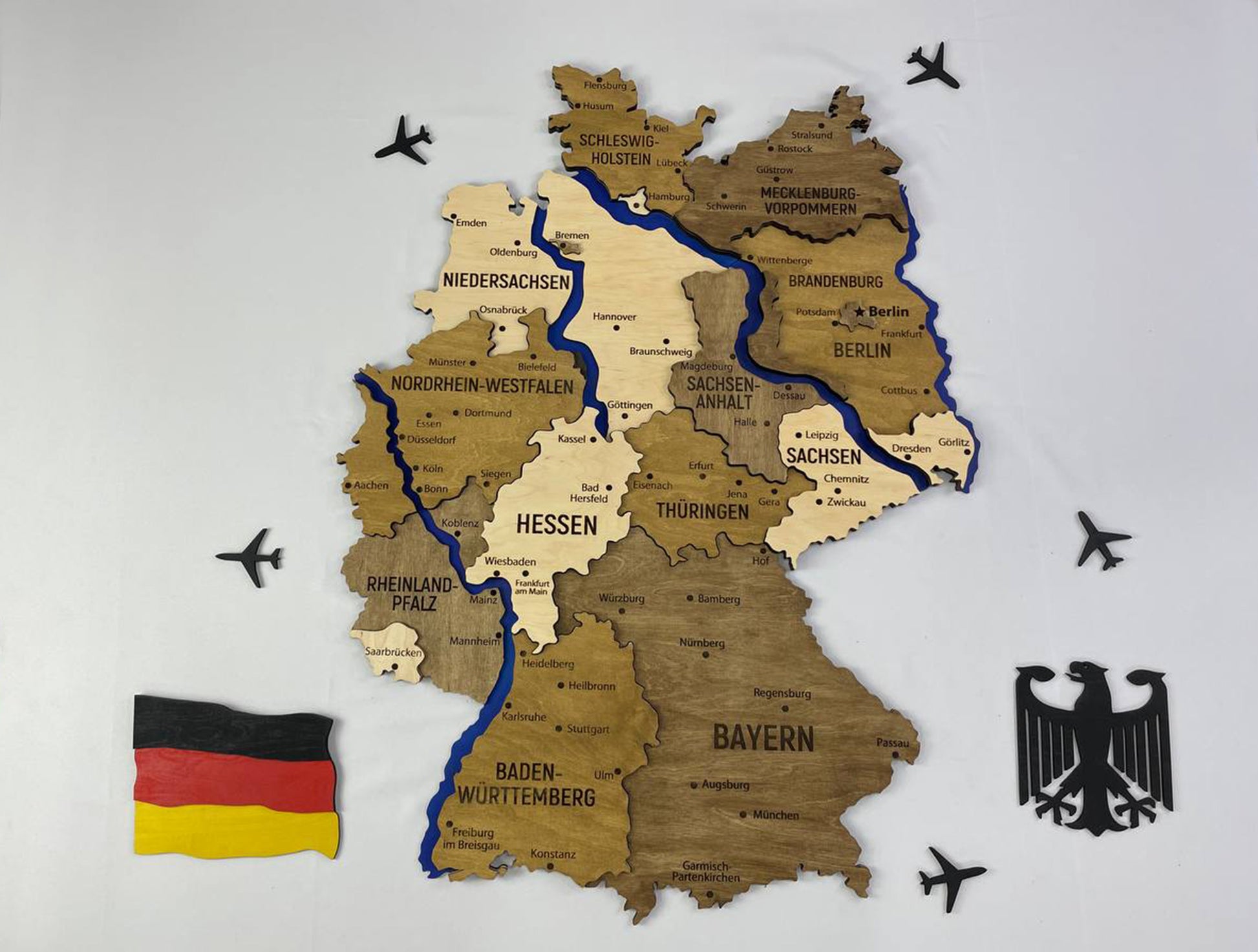 Mapa Niemiec z rzekami kolor Wonder