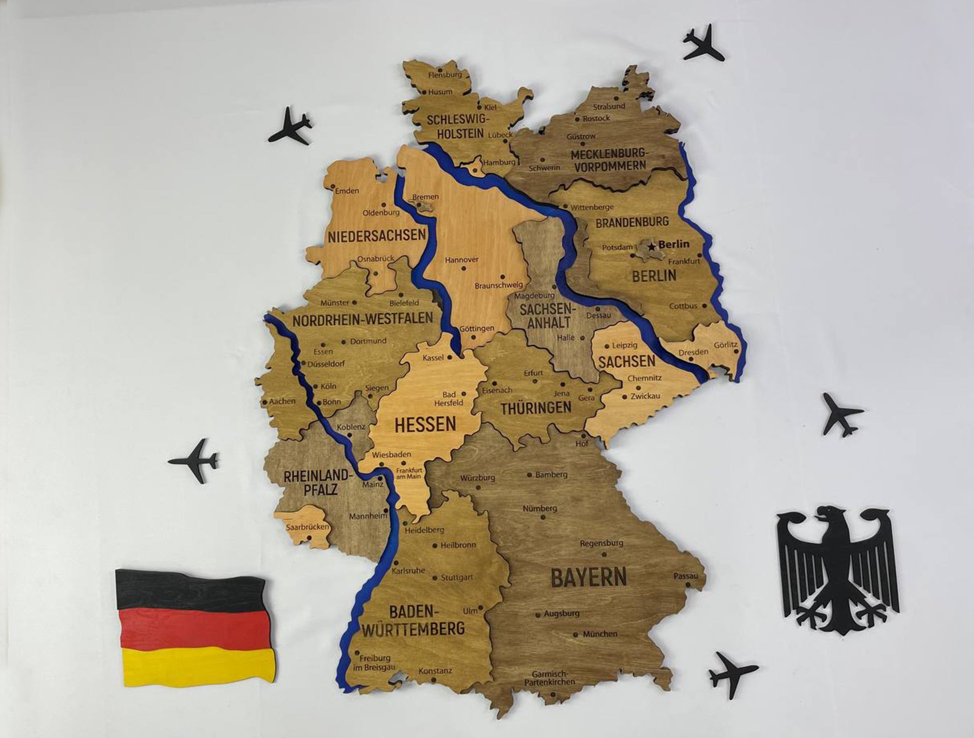 Mapa Niemiec z rzekami kolor Elis