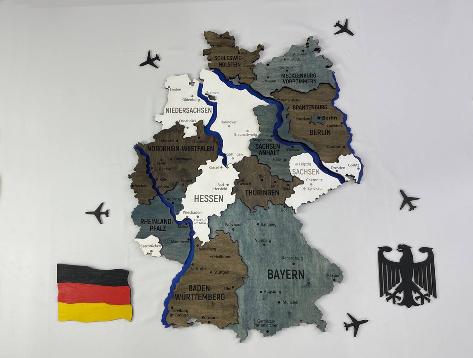 Mapa Niemiec z rzekami kolor Loft