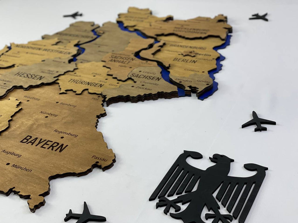 Mapa Niemiec z rzekami kolor Dark Nut