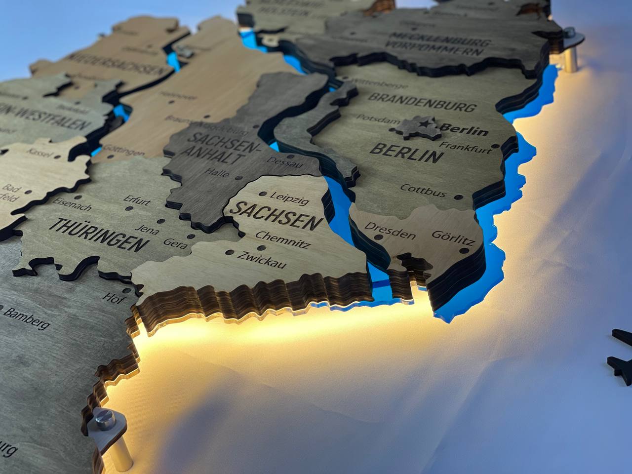 Akrylowa mapa Niemiec z rzekami kolor Elis