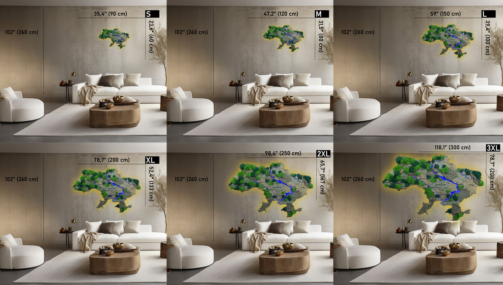 Wielowarstwowa mapa Ukrainy LED kolor Warm