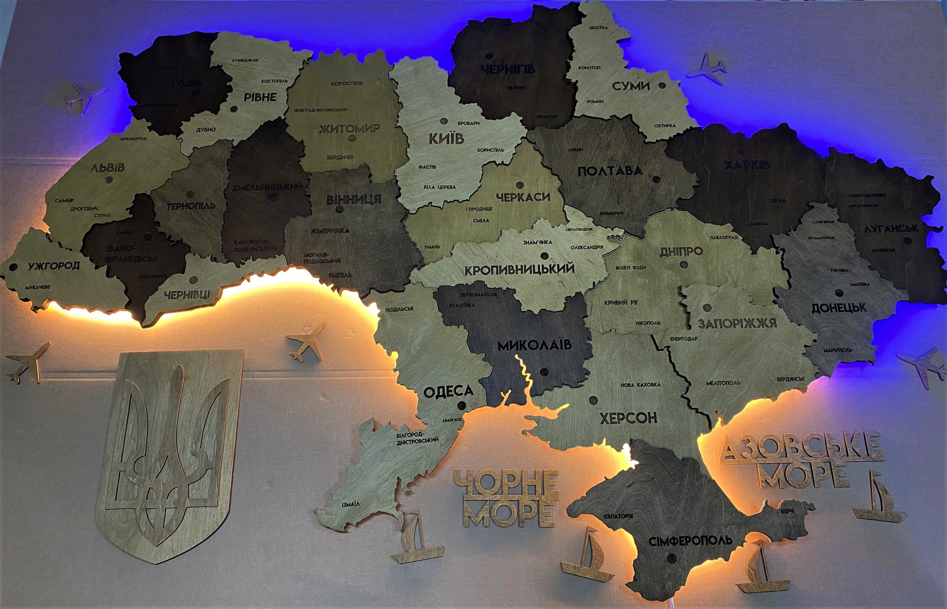 Wielowarstwowa mapa Ukrainy LED kolor Elis