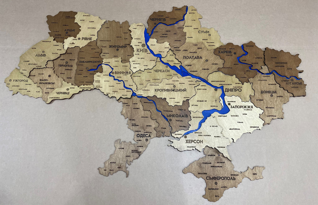 Szczegółowa mapa 3D Ukrainy z rzekami paleta Oak