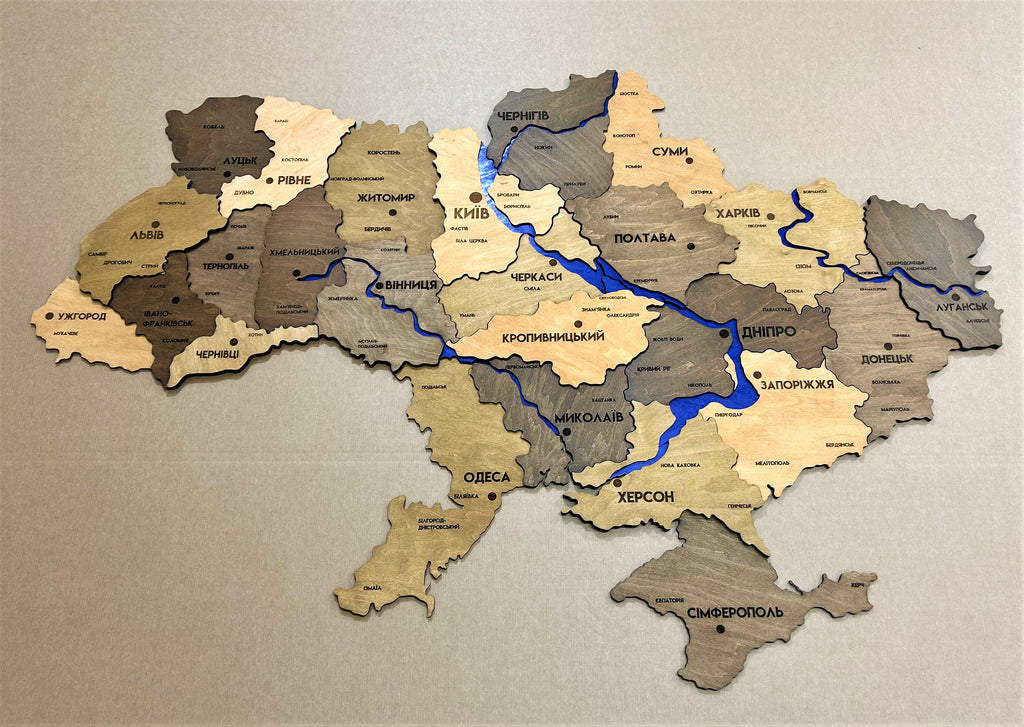 Mapa 3D Ukrainy z rzekami kolor Elis