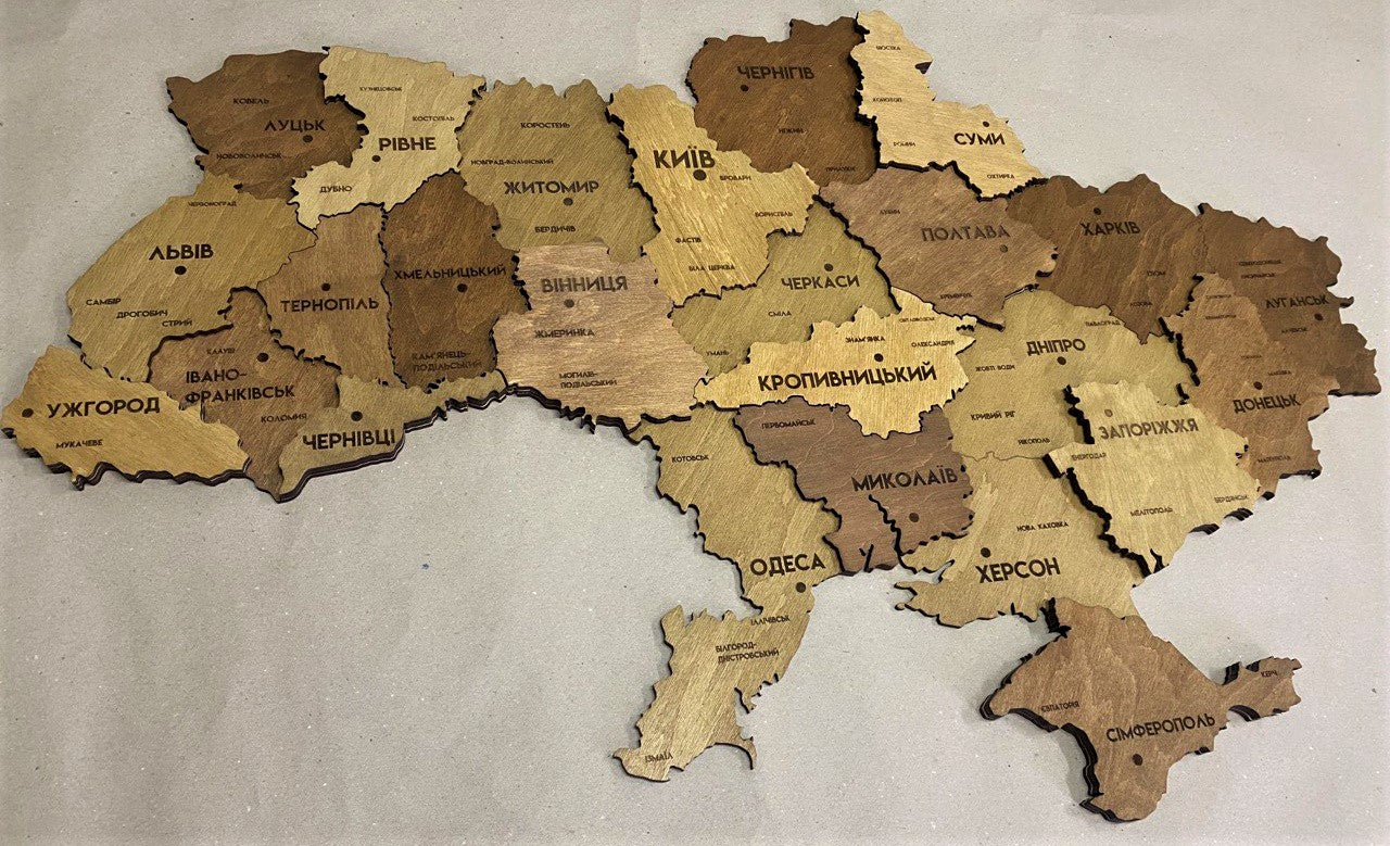 Mapa 3D Ukrainy paleta Oak